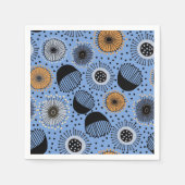 Modern Blue Botanical Pattern Paper Napkin Servet (Voorkant)