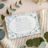 Modern Blue Botanical  Recipe for the Bride Floral Informatiekaartje