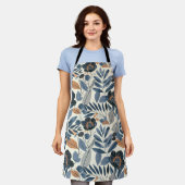 Modern Blue Botanical Spring All-Over Print Apron Schort (Gedragen)
