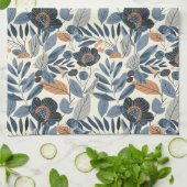 Modern Blue Botanical Spring Floral Kitchen Towels Theedoek (Gevouwen)