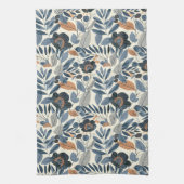 Modern Blue Botanical Spring Floral Kitchen Towels Theedoek (Verticaal)