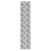Modern Blue Botanical Spring Floral Table Runner Korte Tafelloper (Voorkant)