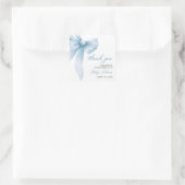 Modern Blue Bow Baby shower Bedankt Vierkante Sticker (Tas)
