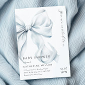 Modern Blue Bow Baby shower Kaart