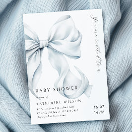 Modern Blue Bow Baby shower Kaart