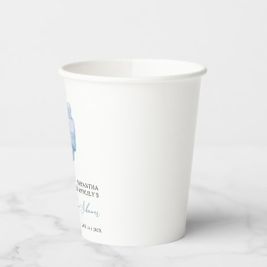 Modern Blue Bow Baby shower Papieren Bekers (Links)