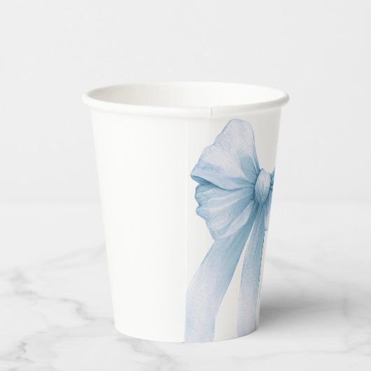 Modern Blue Bow Baby shower Papieren Bekers (Rechts)