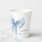 Modern Blue Bow Baby shower Papieren Bekers (Voorkant)