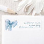 Modern Blue Bow Baby shower retouradres Etiket (Insitu)