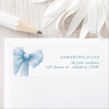 Modern Blue Bow Baby shower retouradres