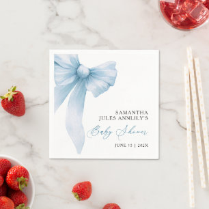 Modern Blue Bow Baby shower Servet