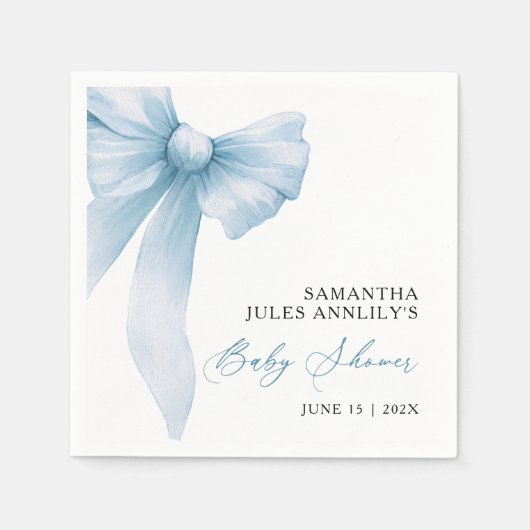 Modern Blue Bow Baby shower Servet (Voorkant)