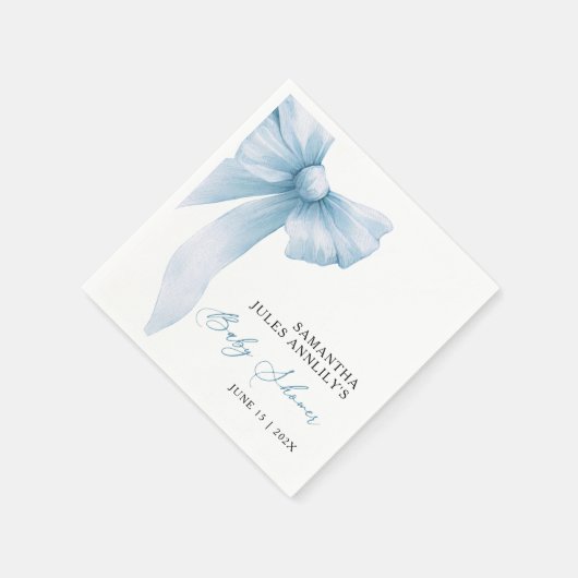 Modern Blue Bow Baby shower Servet (Hoek)