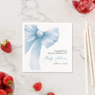 Modern Blue Bow Baby shower Servet