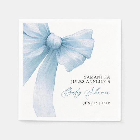 Modern Blue Bow Baby shower Servet (Voorkant)