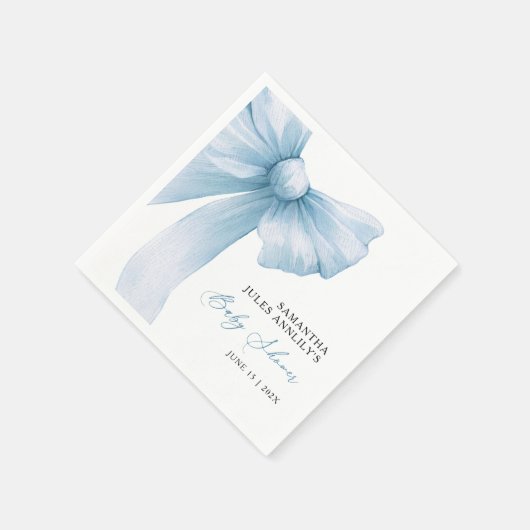 Modern Blue Bow Baby shower Servet (Hoek)