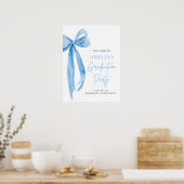 Modern Blue Bow Coquette Afstudeerfeest Welkom Poster (Keuken)