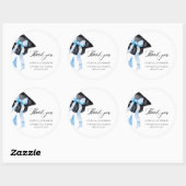Modern Blue Bow Coquette Graduation Cap Afstuderen Ronde Sticker (Vel)