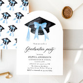 Modern Blue Bow Graduation Cap Afstuderen gebogen Kaart