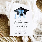 Modern Blue Bow Graduation Cap Afstuderen gebogen Kaart