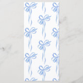 Modern Blue Bow Watercolor Script Bridal Shower Menu (Achterkant)