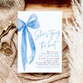 Modern Blue Bow Ze bindt de knoop Vrijgezellenfees Kaart