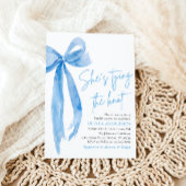 Modern Blue Bow Ze bindt de knoop Vrijgezellenfees Kaart