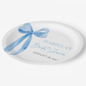 Modern Blue Bow Ze bindt de knoop Vrijgezellenfees Papieren Bordje (Gekanteld)