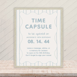 Modern Blue Boy 1st Verjaardag Time Capsule Bord Poster
