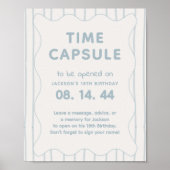 Modern Blue Boy 1st Verjaardag Time Capsule Bord Poster (Voorkant)