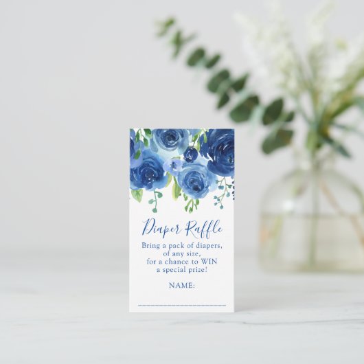 Modern Blue Boy Baby shower Luier Raffle Informatiekaartje (Staand voorkant)