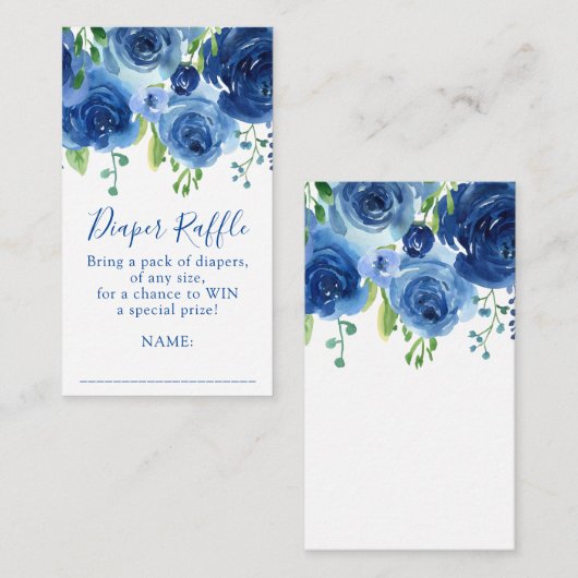 Modern Blue Boy Baby shower Luier Raffle Informatiekaartje (Voorkant / Achterkant)