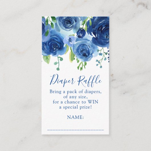 Modern Blue Boy Baby shower Luier Raffle Informatiekaartje (Voorkant)