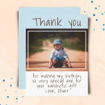 Modern Blue Boy Foto Birthday Dank je Briefkaart<br><div class="desc">Modern Blue Boy Foto Birthday Dank je Briefkaart. Moderne dank u voor uw briefkaart voor kinderen met een blauwe en witte achtergrond, dank u voor uw tekst en uw boodschap en naam. Geef je favoriete foto van een verjaardagsmeisje of jongen. Dank je vrienden en familie voor hun geschenken en wensen....</div>