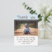 Modern Blue Boy Foto Birthday Dank je Briefkaart (Staand voorkant)