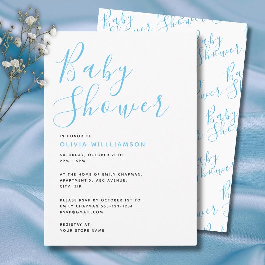 Modern Blue Boys Baby shower Kaart