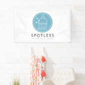 Modern Blue Broom Logo Cleaning Service Business Spandoek (Insitu)