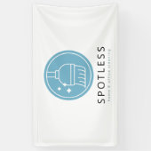 Modern Blue Broom Logo Cleaning Service Business Spandoek (Verticaal)