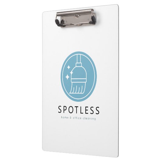 Modern Blue Broom Logo Cleaning Service Klembord (Links)