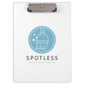 Modern Blue Broom Logo Cleaning Service Klembord (Voorkant)