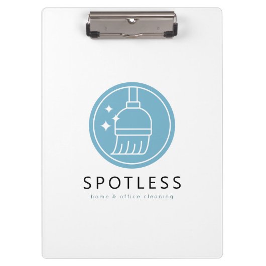 Modern Blue Broom Logo Cleaning Service Klembord (Voorkant)