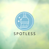 Modern Blue Broom Logo Cleaning Service Raamsticker (Vel 3)