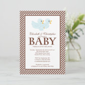 Modern Blue & Brown Ducks Couple Boy Baby shower Kaart (Staand voorkant)