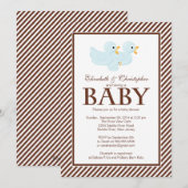 Modern Blue & Brown Ducks Couple Boy Baby shower Kaart (Voorkant / Achterkant)