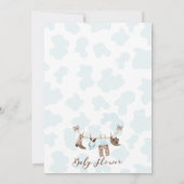 Modern Blue Brown Little Cowboy Baby shower Kaart (Achterkant)