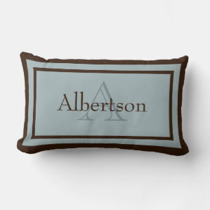 Modern Blue/Brown Monogram Name Keepomwille Pillow Kussen