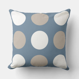 Modern Blue, Brown & White Polka Dots Patterned Kussen