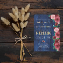 Modern Blue Burgundy Waterverf Wedding