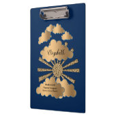 Modern Blue Business Gold Elegant Personaliseert Klembord (Links)