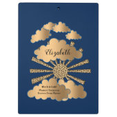 Modern Blue Business Gold Elegant Personaliseert Klembord (Achterkant)